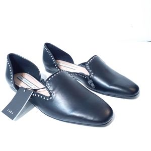 NEW ZARA STUDDED BLACK LOAFER SHOES 7.5